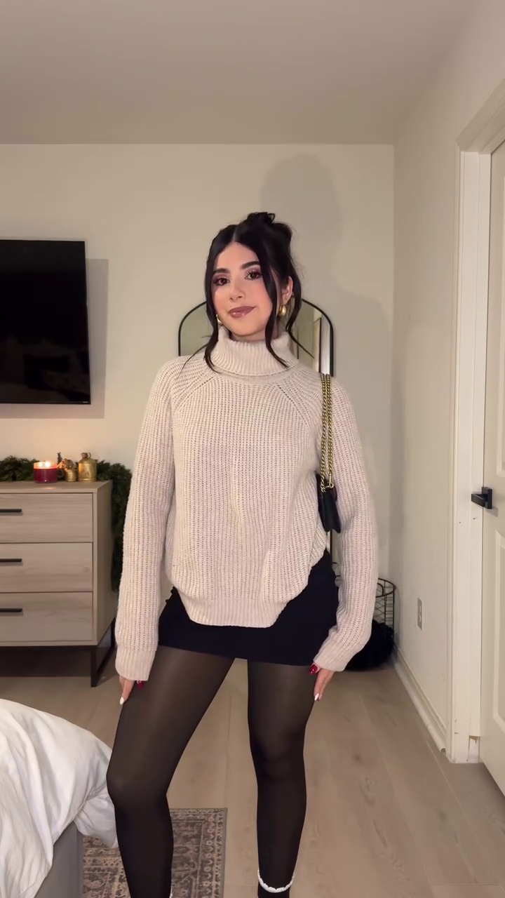 “Golden Hearth: Turtleneck Whispers & Candlelight Chic” 🕯️🤎🎀