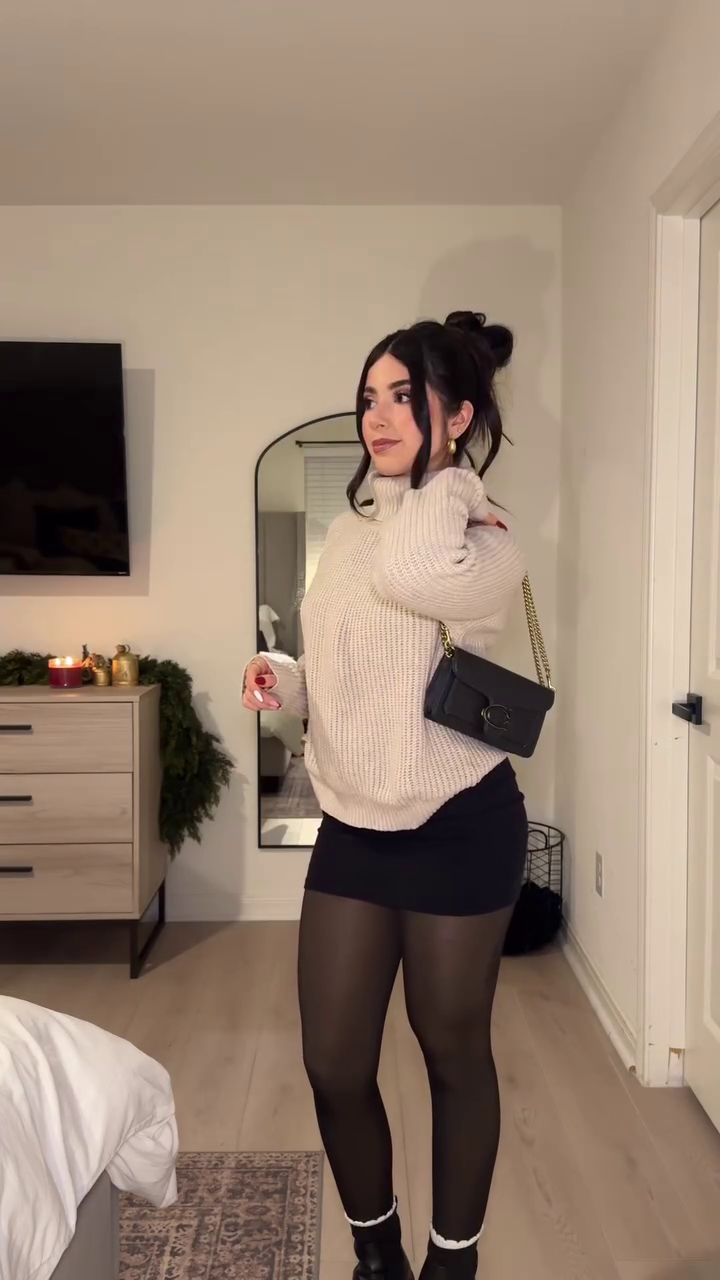 “Golden Hearth: Turtleneck Whispers & Candlelight Chic” 🕯️🤎🎀