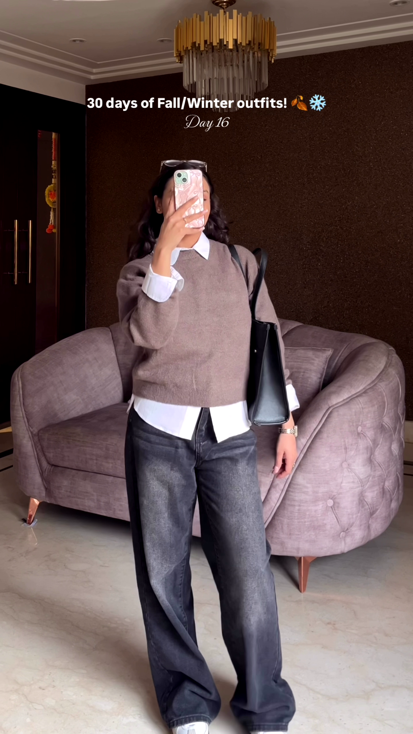 Layered Ember: Collared Calm with Denim Drift” 🧥🍂👖