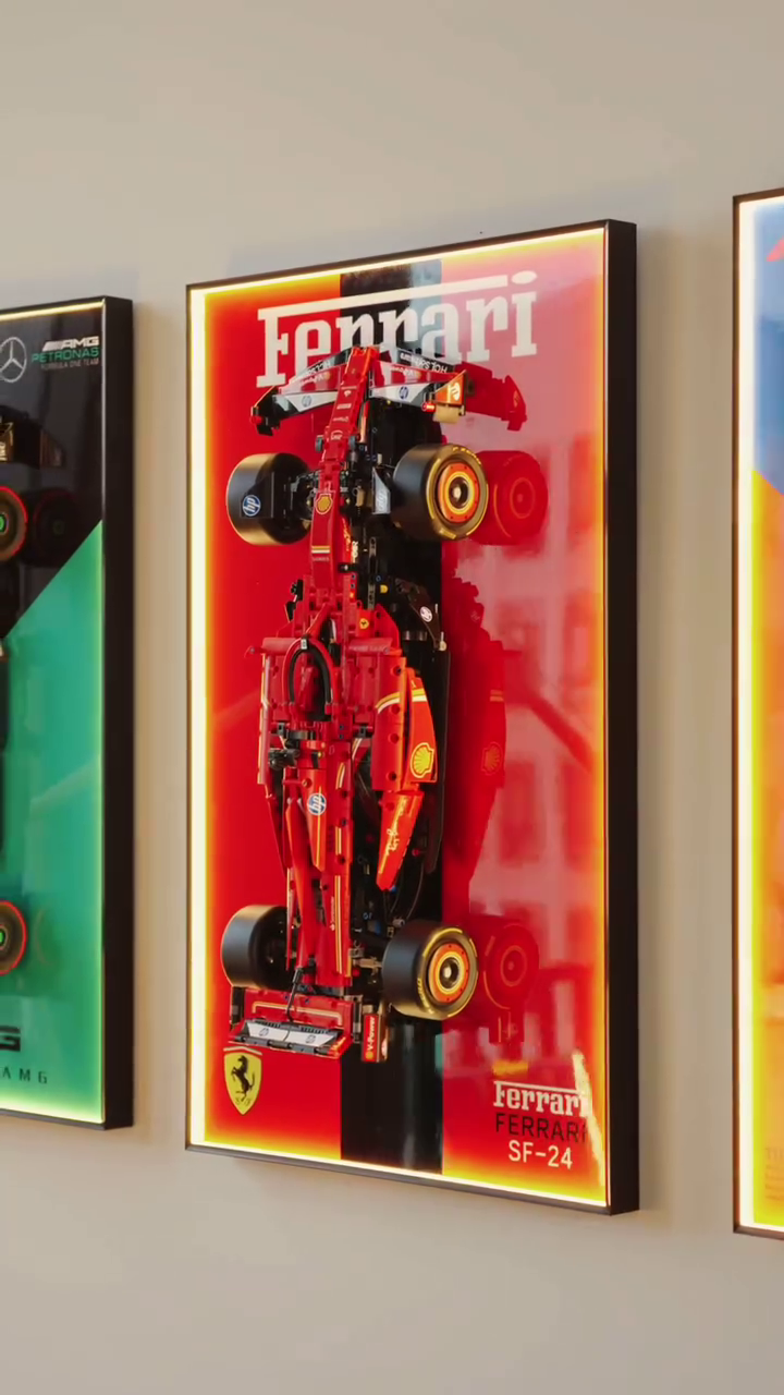 Premium Racing-Inspired Vertical Wall Art Frame with High-Detail Automotive Display Design