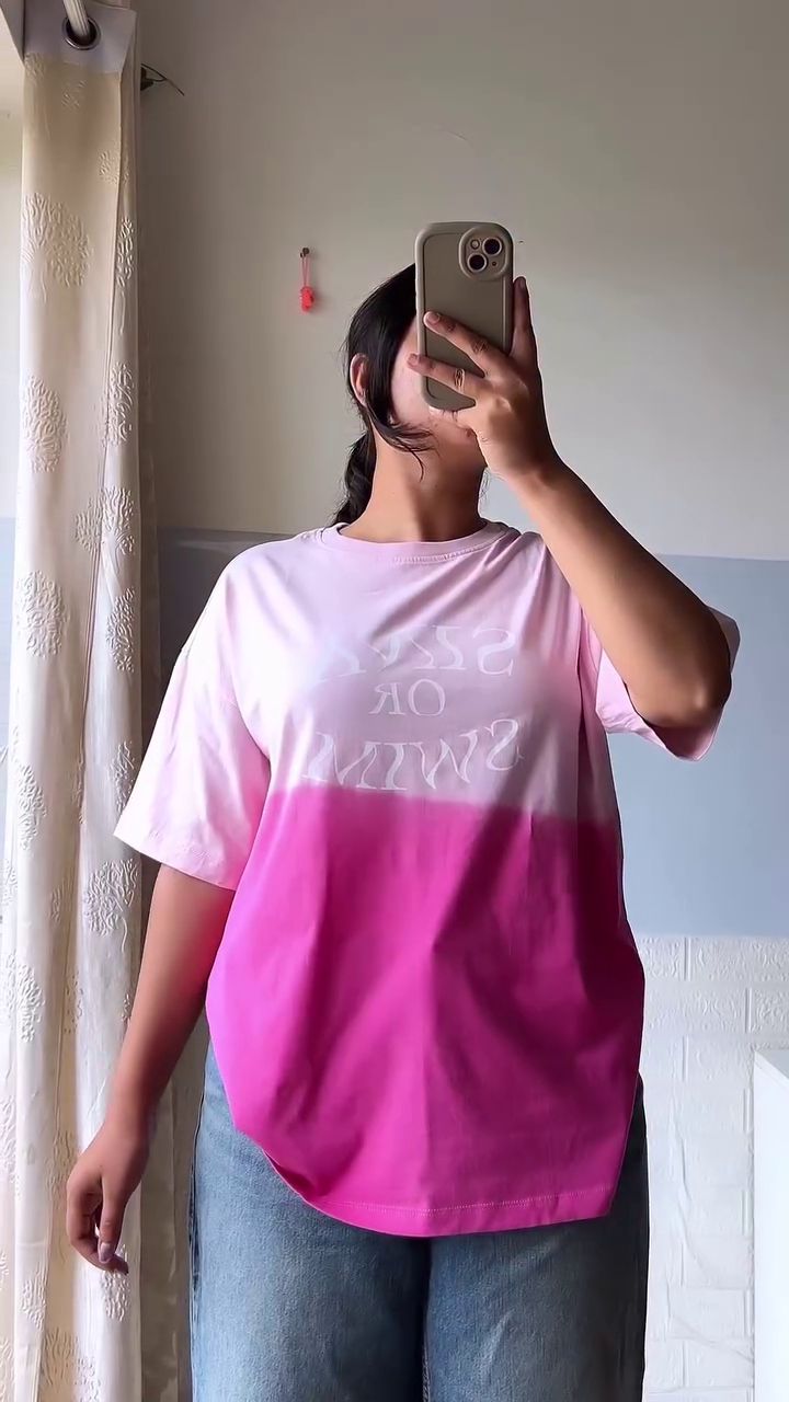 “Heartwave: Layered Love Tee with Denim Ease & Mirror Glow” 💙🤍👖