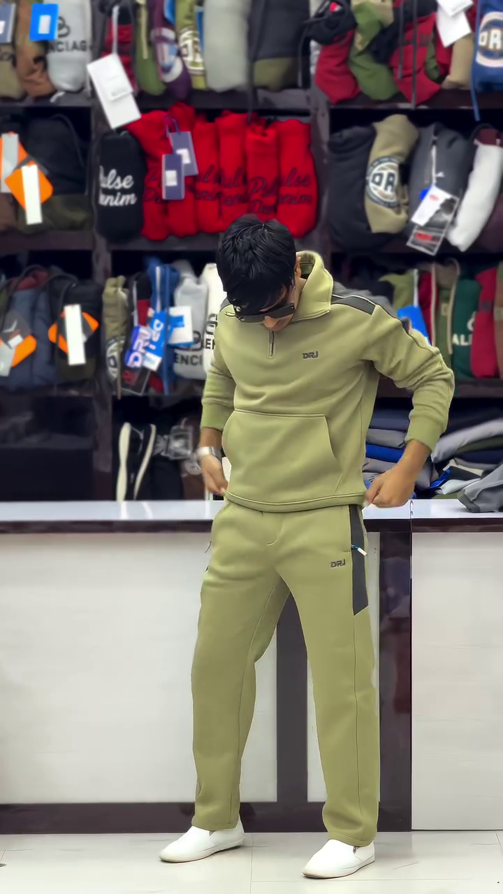 “Charcoal Stride: Tracksuit Flow with Sunglass Swagger & Stripe Rhythm” 🖤👟🌪️