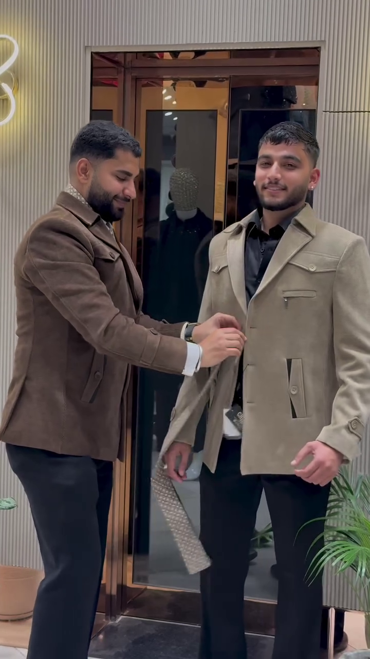 Heritage Luxe Men’s Premium Brown Structured Jacket with Classic Button Closure and Tailored Fit