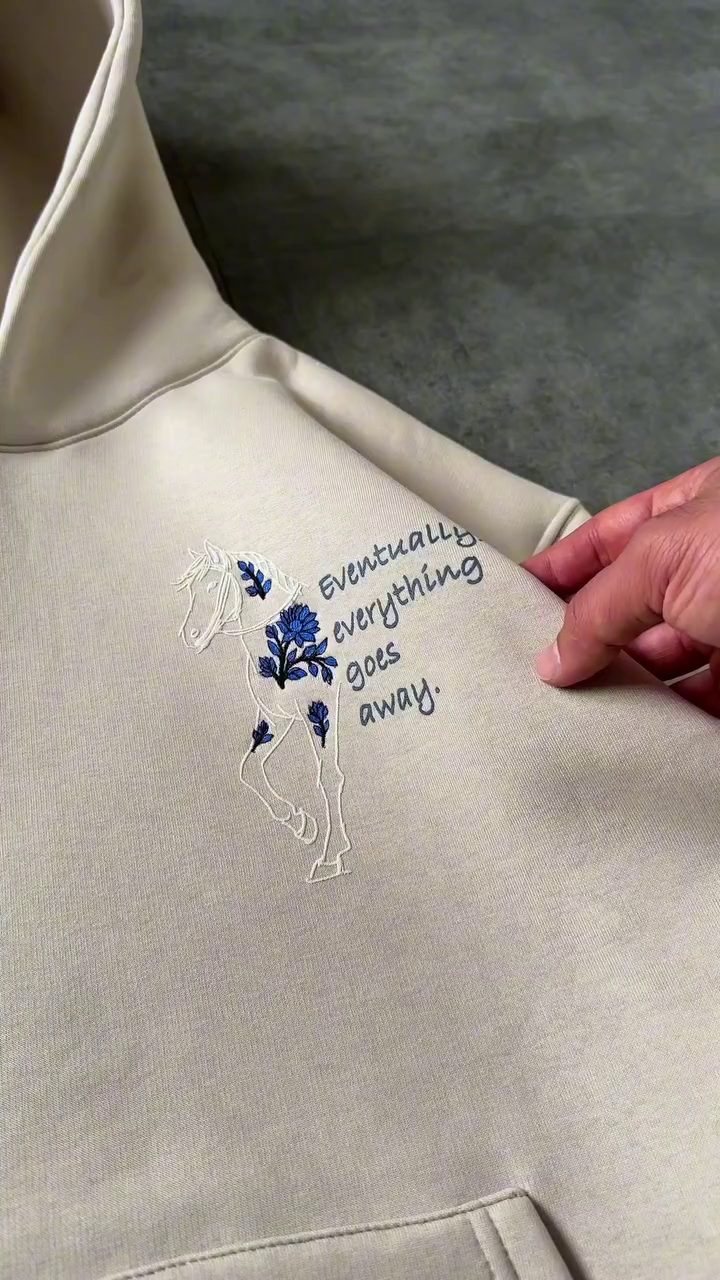 “Equinox Elegy: Hoodie of Horses, Blossoms & Fleeting Beauty 🌸🐴✨”