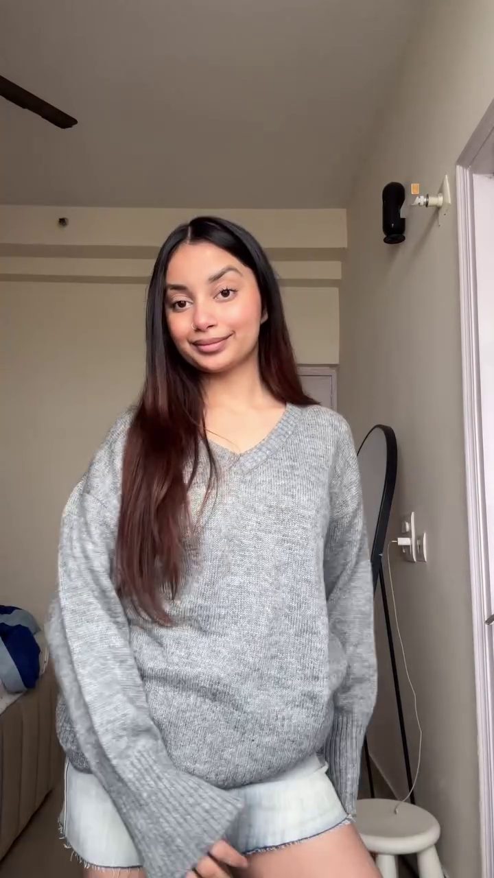 “Knot Theory: Bow-Tie Knit Sweater & Denim Skirt of Cozy Rebellion & Bedroom Chic 🖤👗🧵”