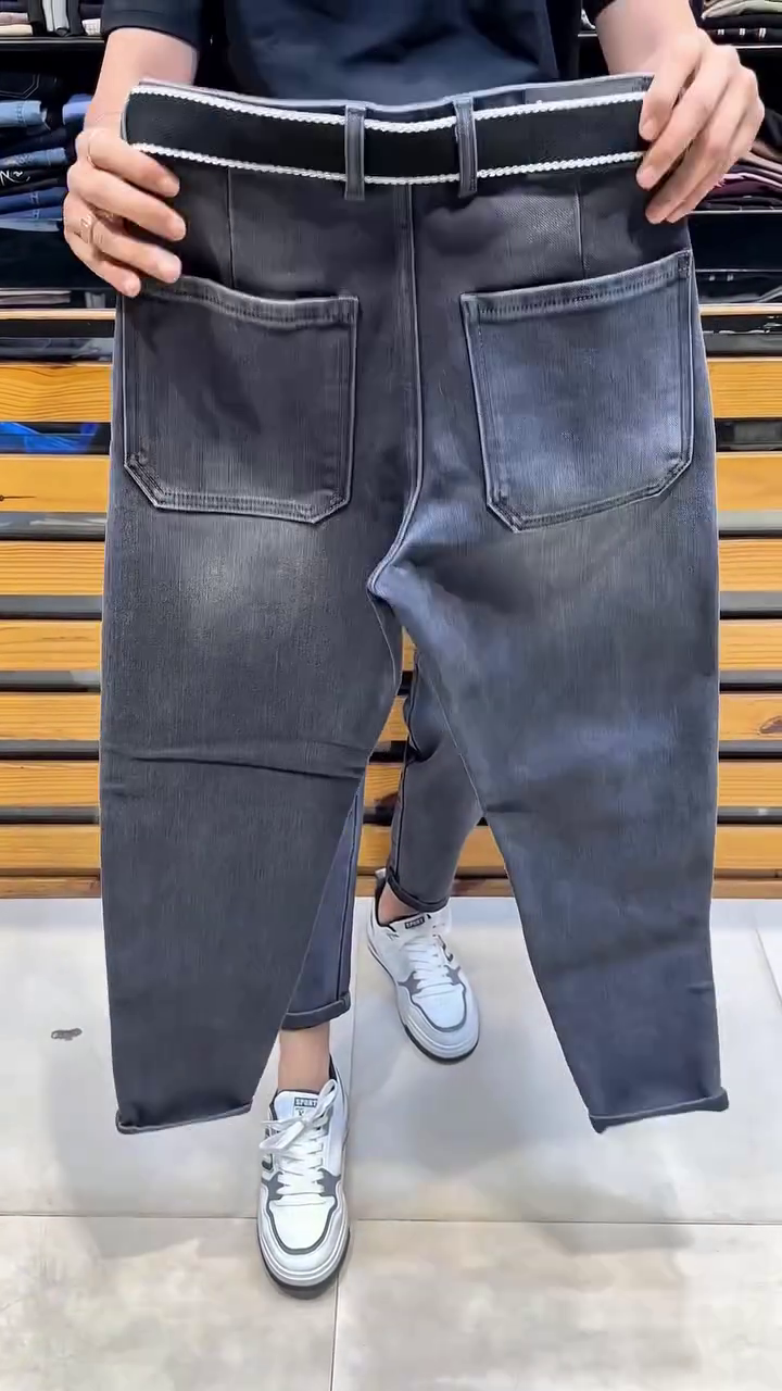 Shadow Grid Utility Jeans ⚫👖 | Belted Motion Edition