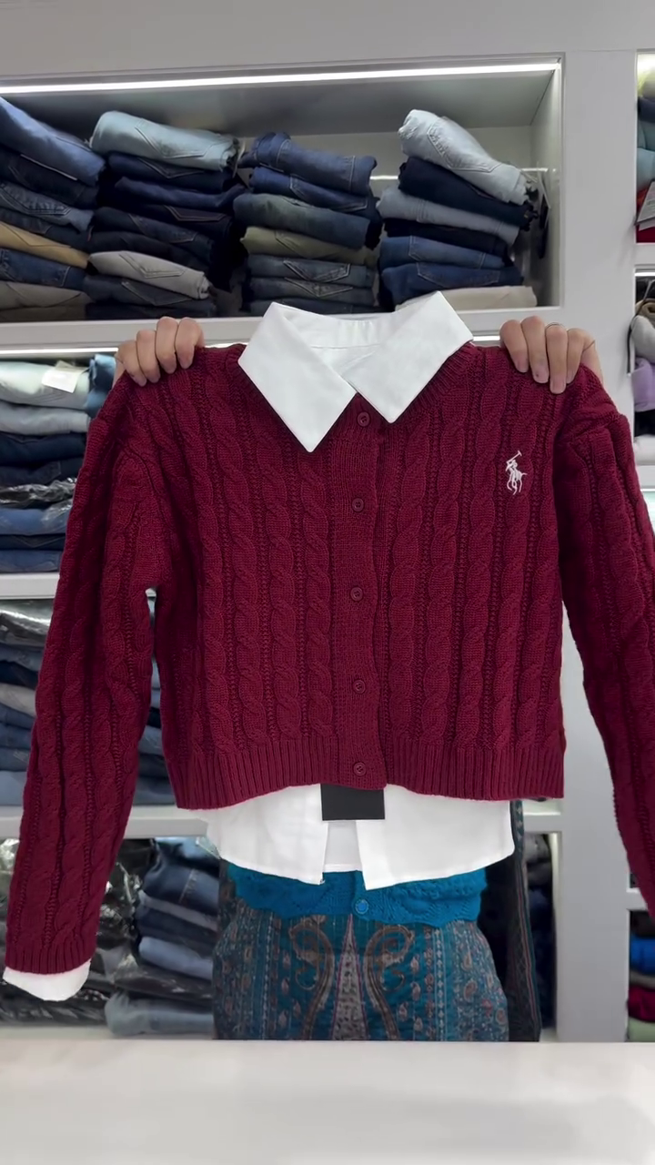 Maroon Cable-Knit Cardigan 🍷🧶 | Ivy Lounge Edition