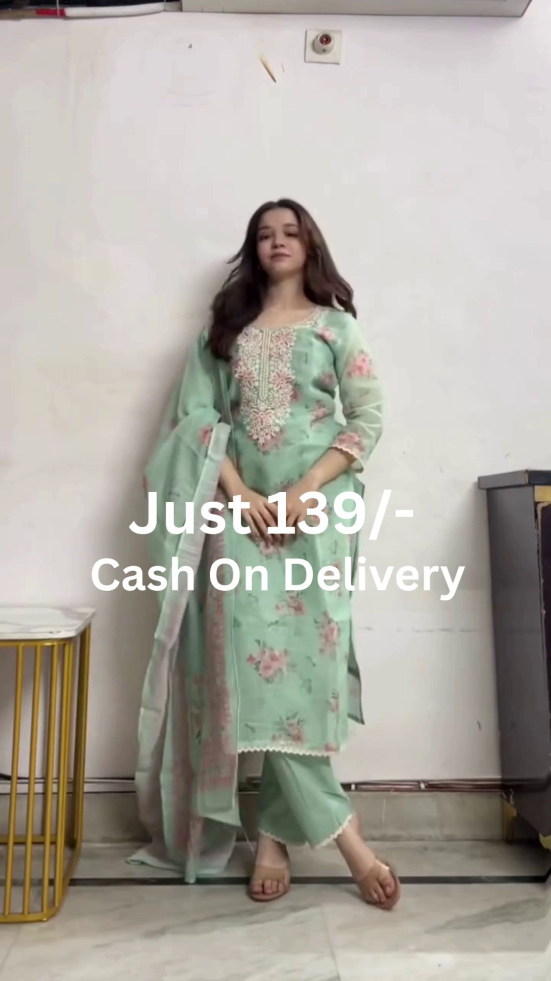 Navy Blue Floral Printed V-Neck Straight-Cut Long Kurta with Matching Narrow Pants & Coordinated Dupatta Traditional Ethnic Three-Piece Set