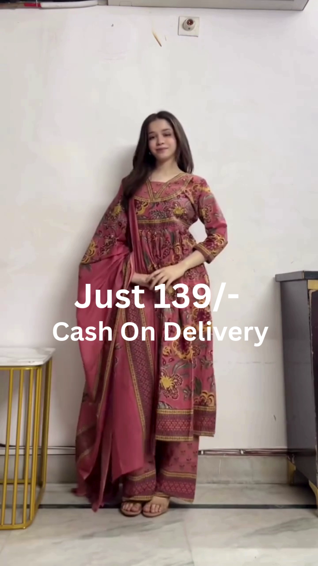 Navy Blue Floral Printed V-Neck Straight-Cut Long Kurta with Matching Narrow Pants & Coordinated Dupatta Traditional Ethnic Three-Piece Set