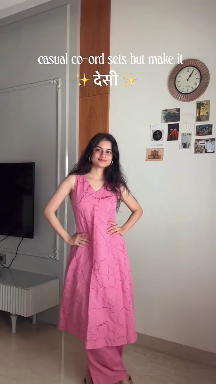 Minimalist White Long-Sleeve Straight Kurta with Relaxed Wide-Leg Palazzo Pants Casual Desi Co-Ord Set