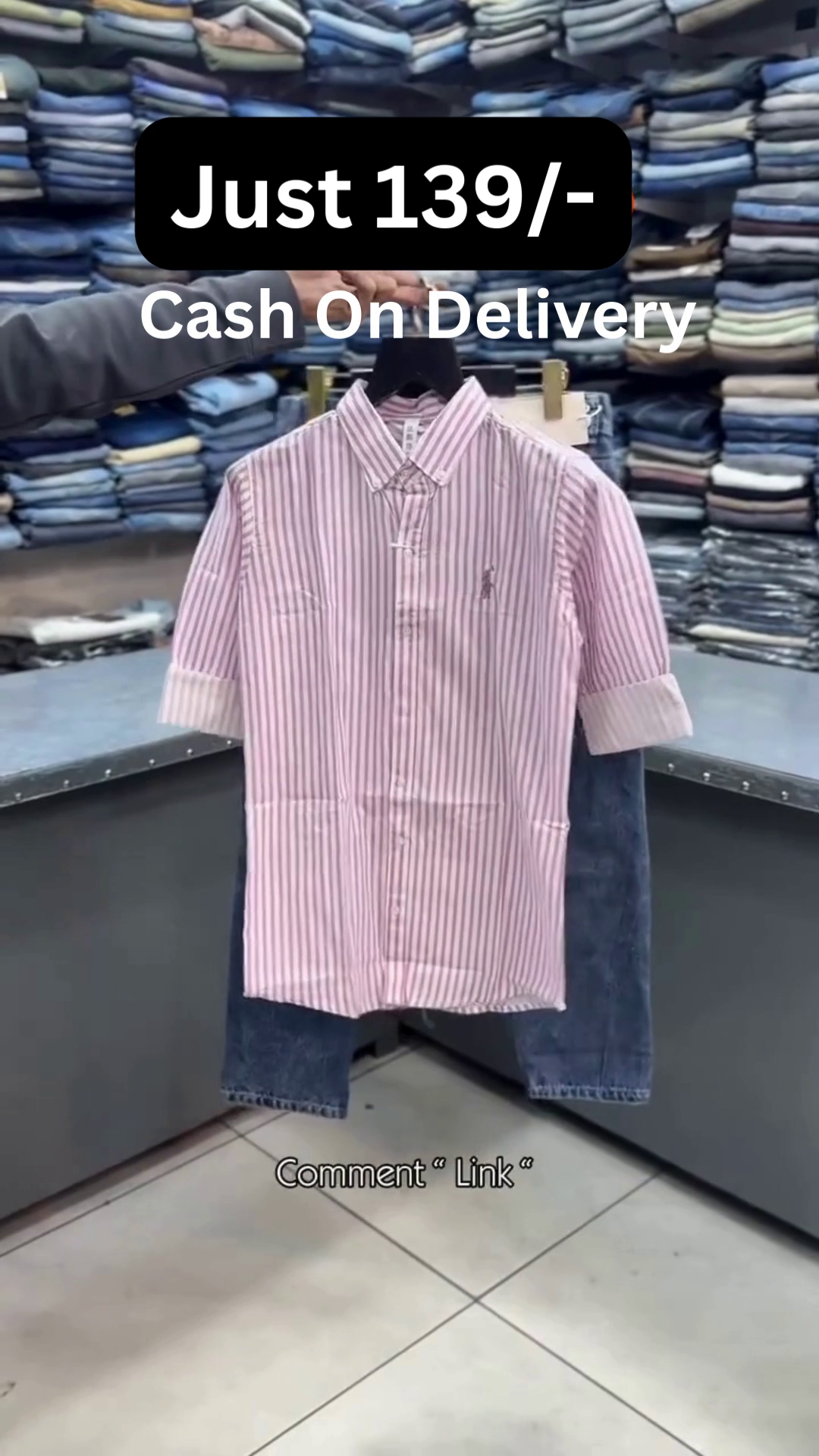 Grey Checkered Short-Sleeve Button-Down Shirt with Center Gothic Cross Graphic Print Paired with Black Straight-Fit Trousers Casual Streetwear Set