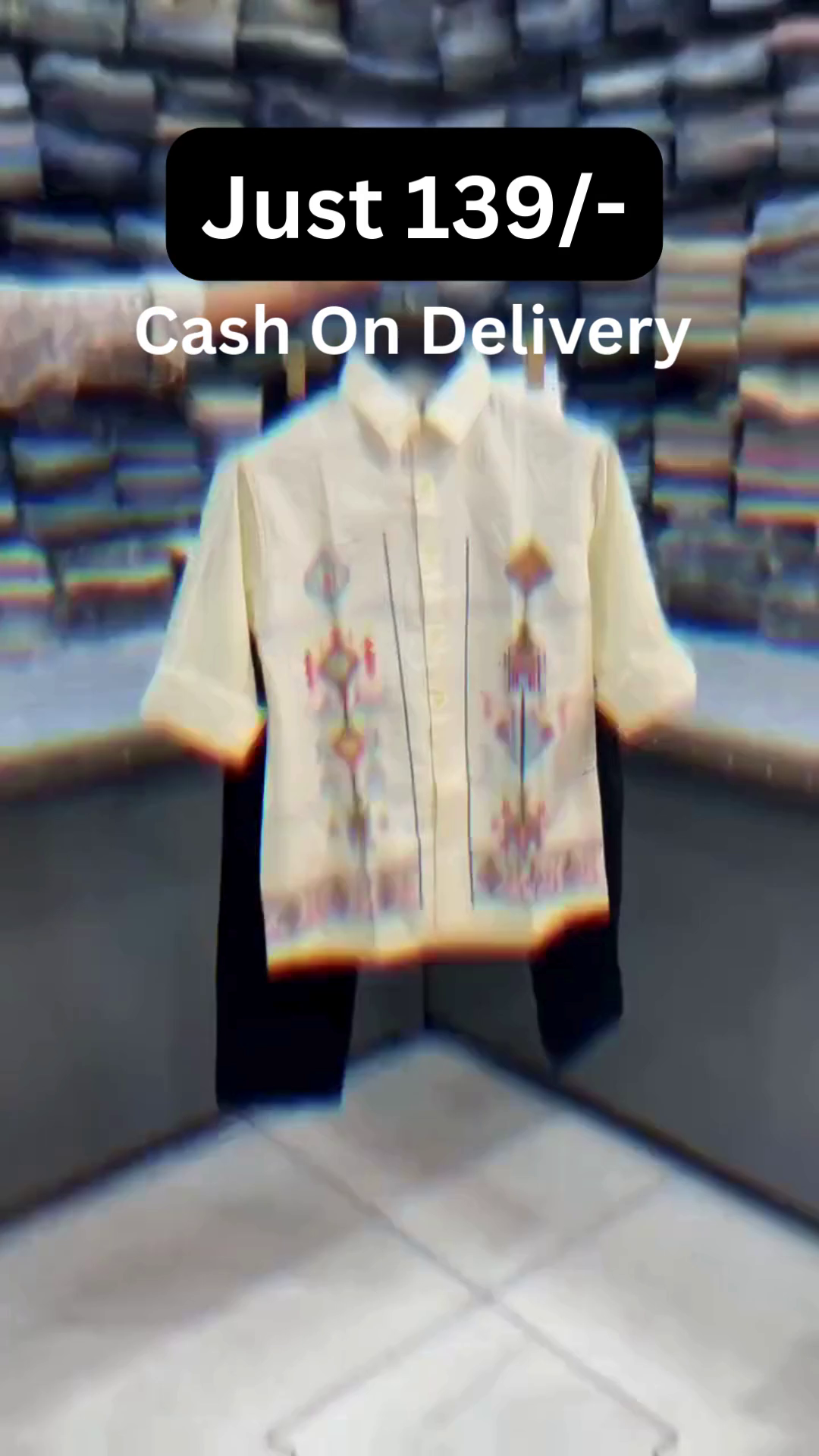 Black Short-Sleeve Ethnic Embroidered Front-Panel Shirt with White Straight-Fit Trousers Co-Ord Set for Men 👕✨