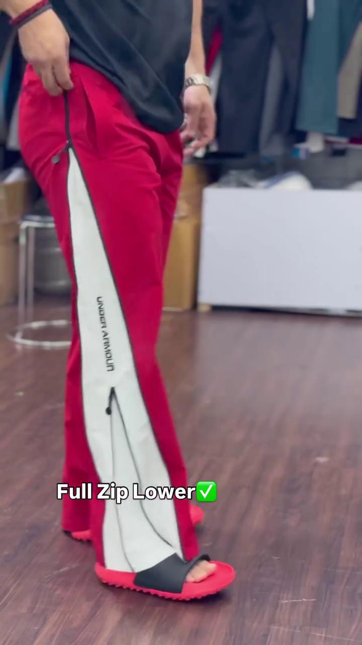 Red Full-Zip Side Panel Sports Track Lower for Men 🏃🔥
