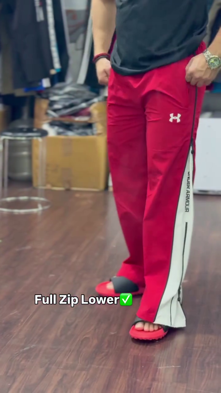 Red Full-Zip Side Panel Sports Track Lower for Men 🏃🔥