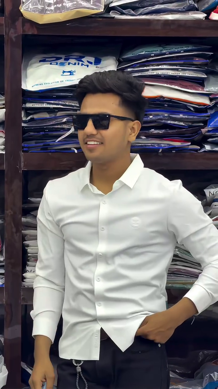 Men’s Premium Solid White Slim Fit Stretch Formal Shirt with Minimal Chest Embroidery Detail 🤍👔✨