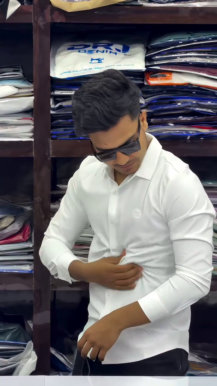 Men’s Premium Solid White Slim Fit Stretch Formal Shirt with Minimal Chest Embroidery Detail 🤍👔✨