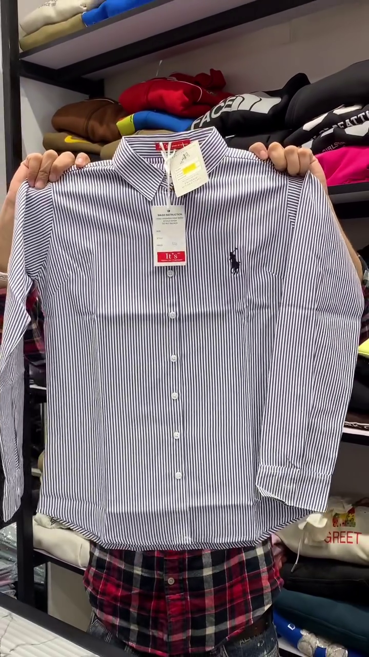 Pink & White Vertical Pinstripe Long Sleeve Classic Button Shirt with Minimal Chest Embroidery Accent 💗🤍👔✨