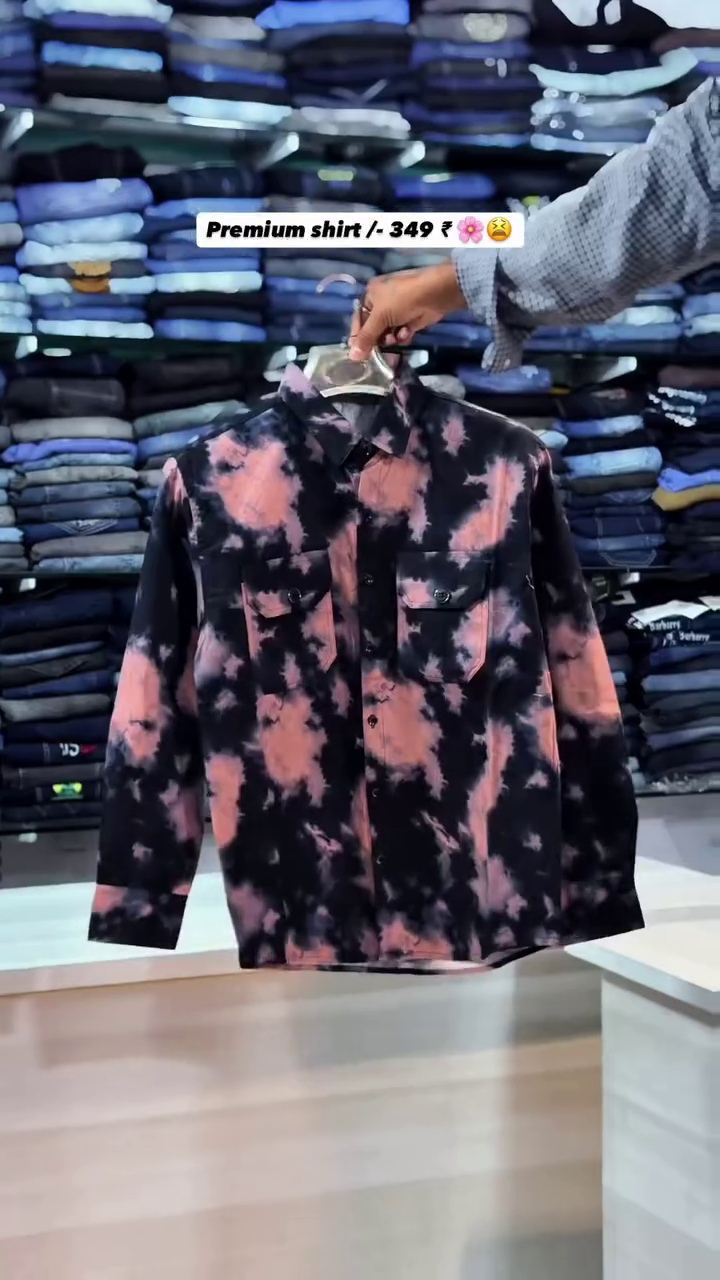 Black and Beige Abstract Tie-Dye Button-Down Premium Shirt with Dual Front Flap Pockets and Full Sleeve Tailored Fit