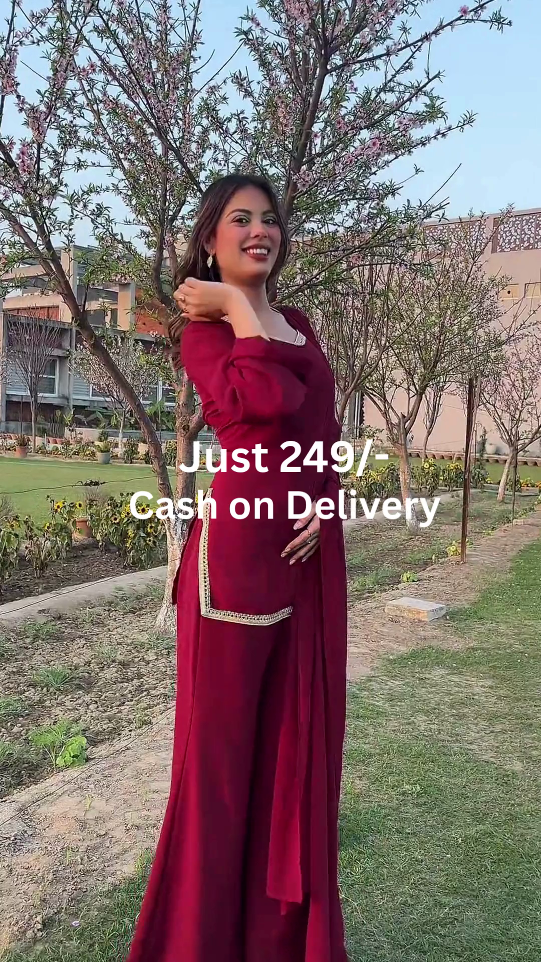 Deep Wine Red Straight Kurta with Matching Palazzo & Sheer Dupatta – Minimal Gold Border Festive Suit Set
