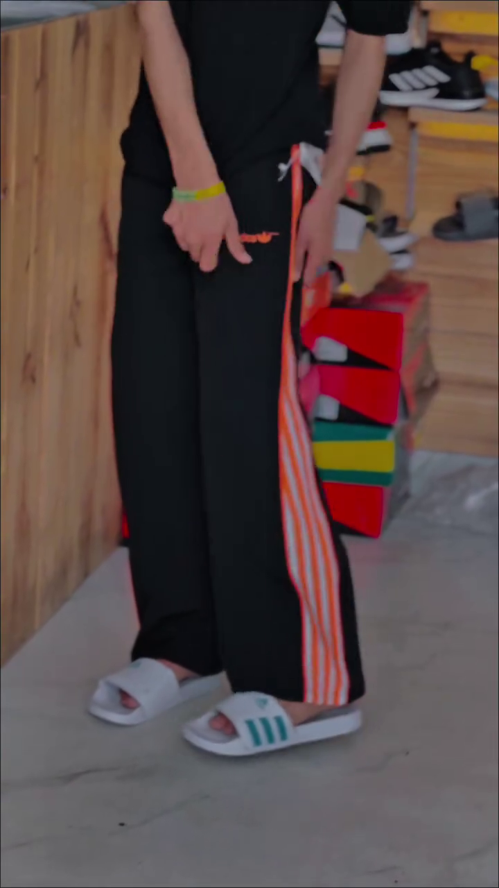 Black Athletic Track Pants With  Elastic Waist Sportswear Joggers