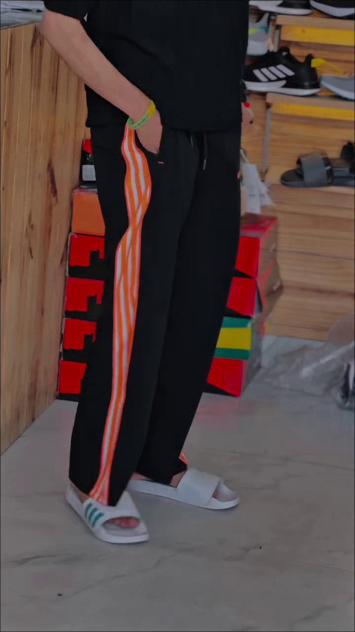 Black Athletic Track Pants With  Elastic Waist Sportswear Joggers