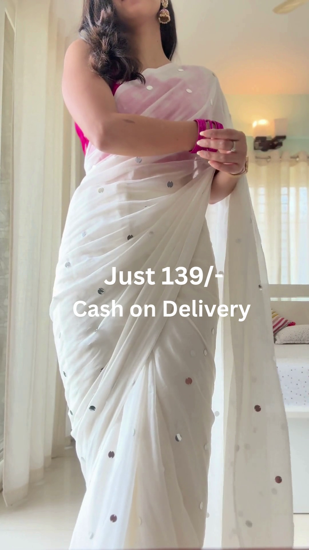 Elegant White Soft Sheer Designer