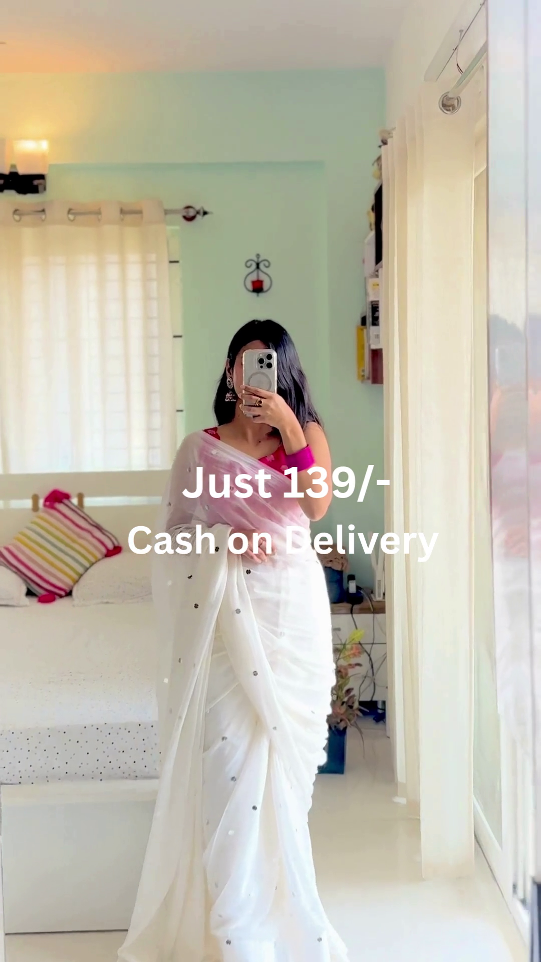 Elegant White Soft Sheer Designer