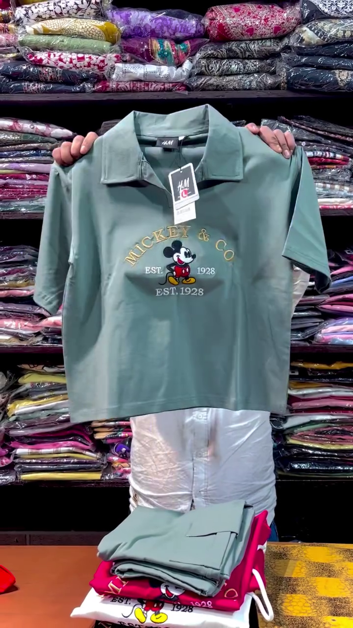 Cartoon Character Graphic Casual Polo T-Shirt With  Comfortable  Bottom Set