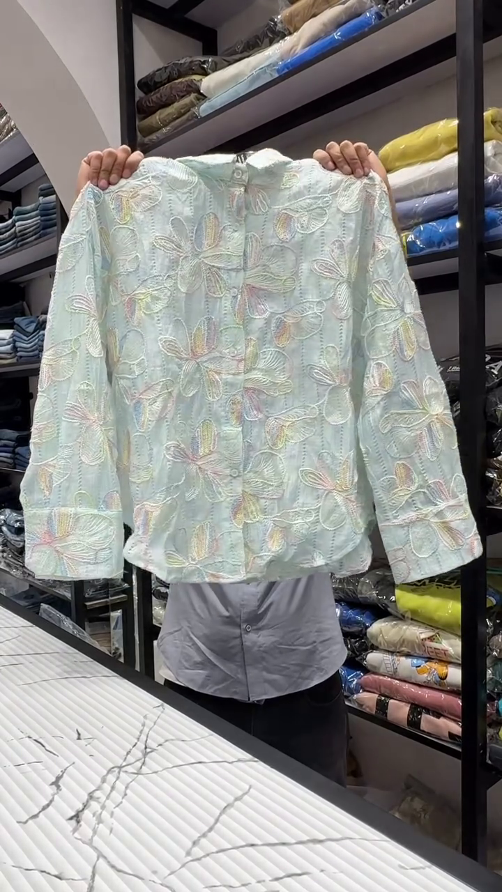 Oversized Abstract Floral Line-Art Print Long Sleeve Casual Fashion Shirt for Men & Women