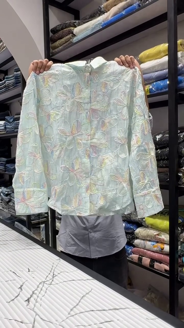 Oversized Abstract Floral Line-Art Print Long Sleeve Casual Fashion Shirt for Men & Women