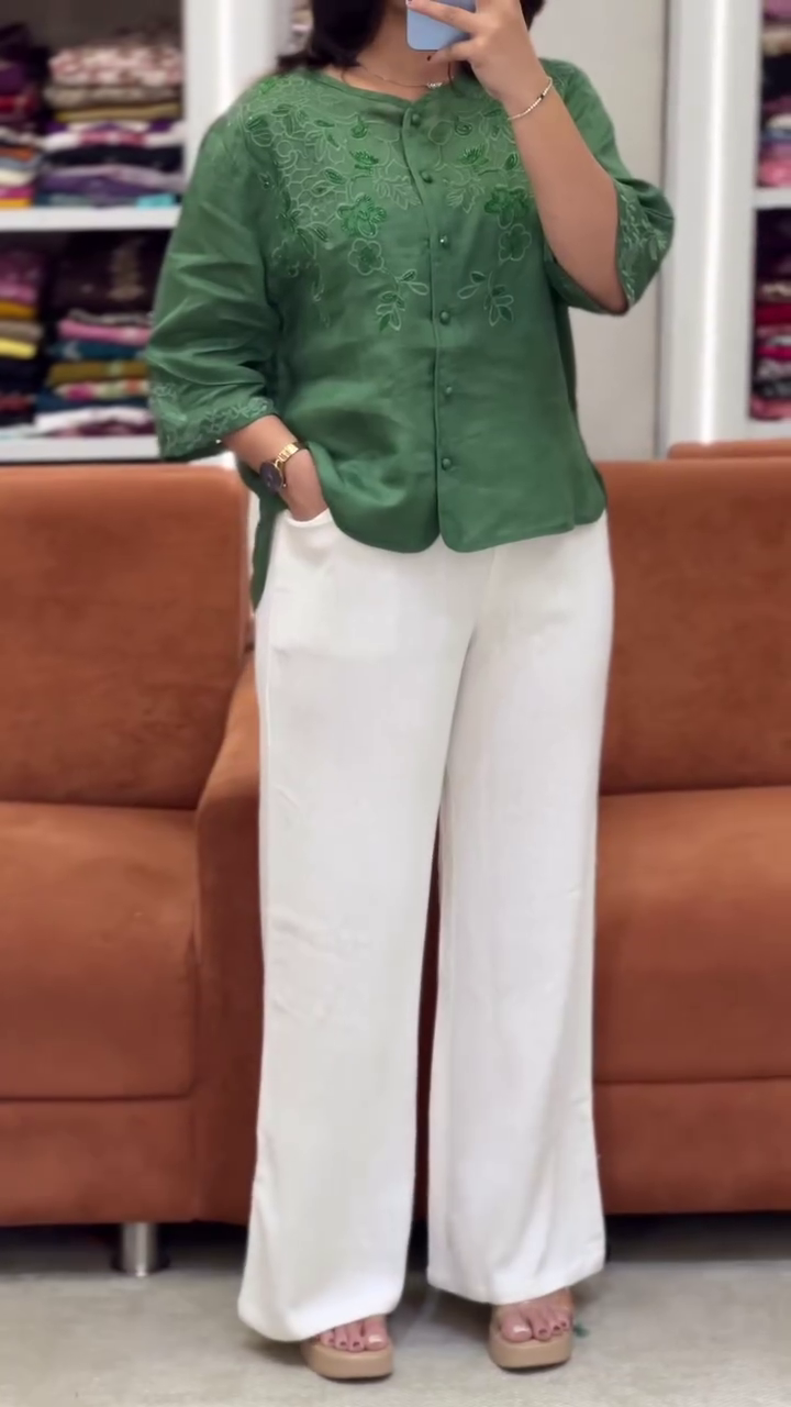 Button-Front Women’s Casual Ethnic Fusion Top