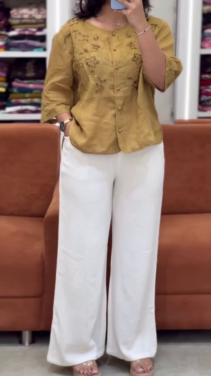 Button-Front Women’s Casual Ethnic Fusion Top