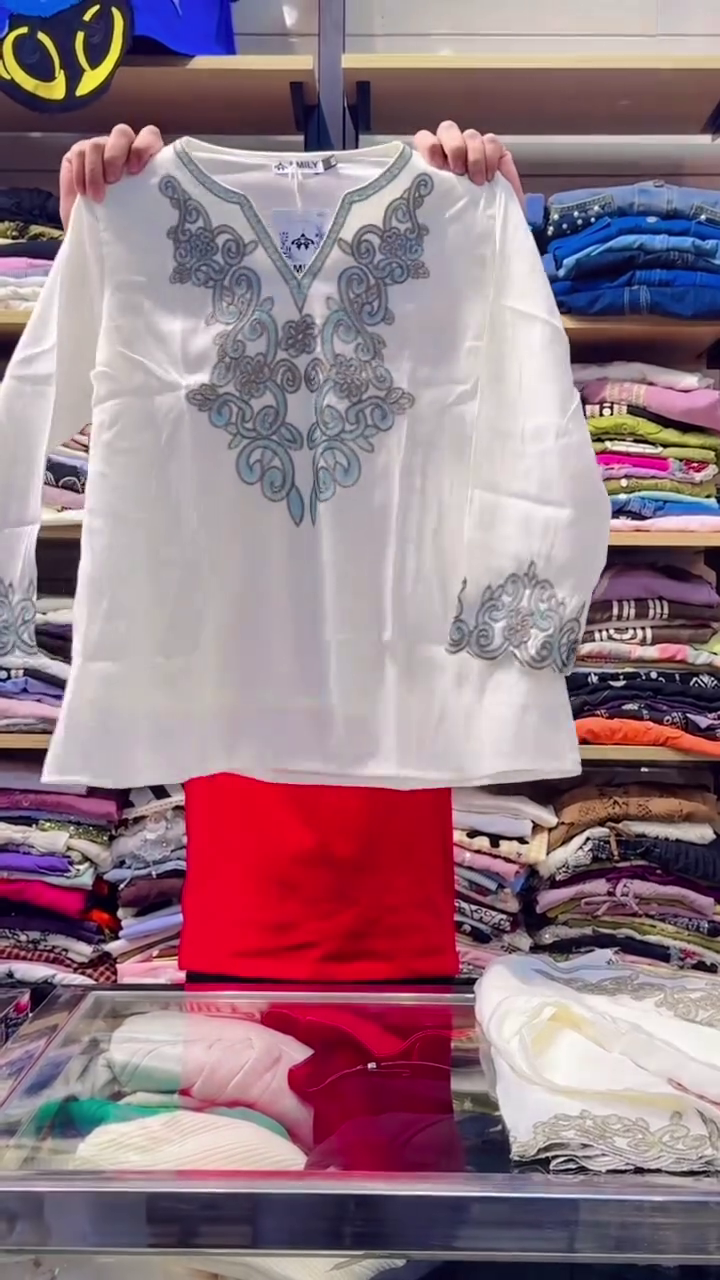 Embroidered V-Neck Tunic Top