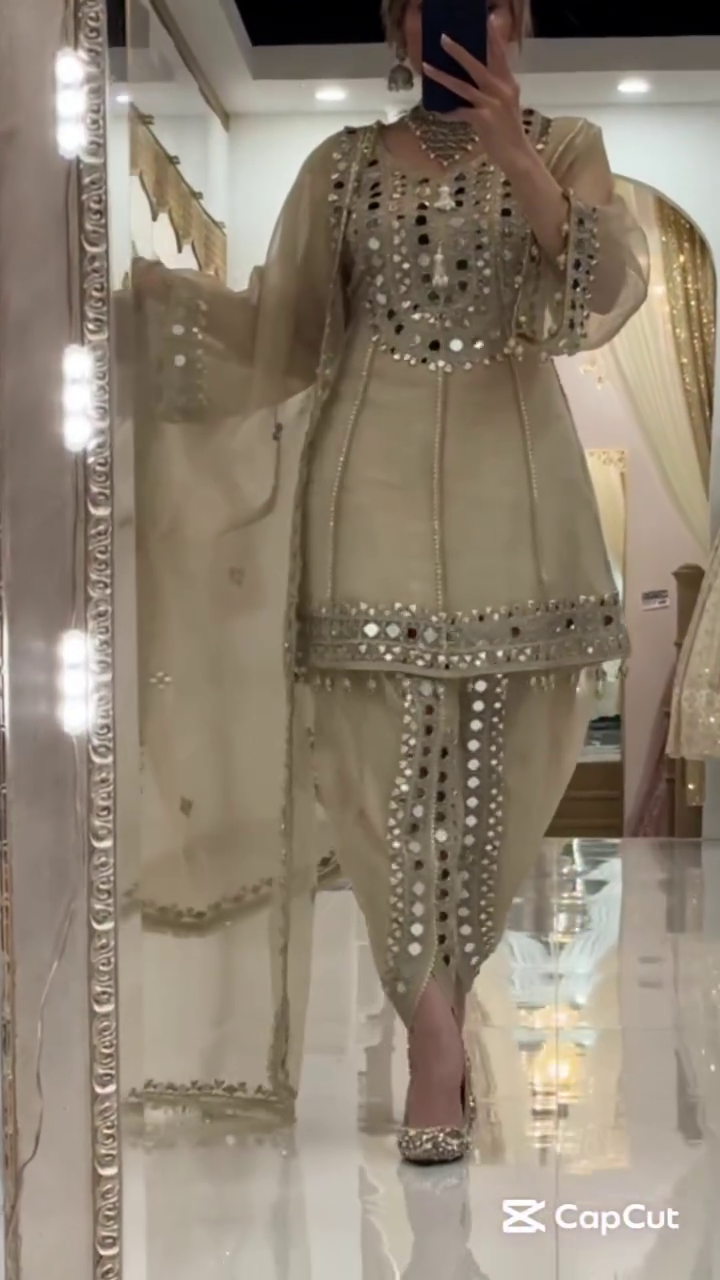 Short Kurta With Straight Cut Pants And Elegant Sheer Dupatta