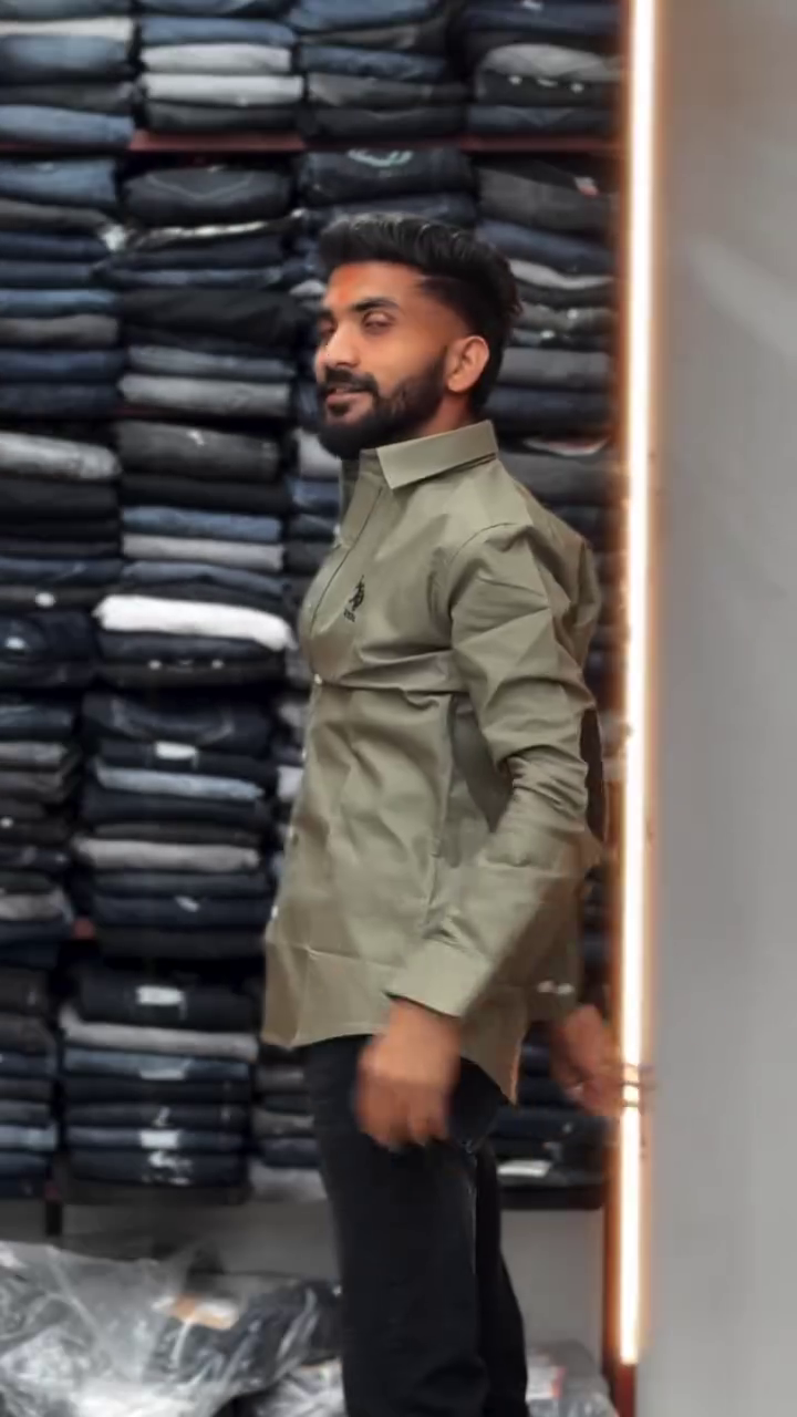 Casual Shirt With Contrast Elbow Patch Detailing Modern Slim Fit Men’s Shirt