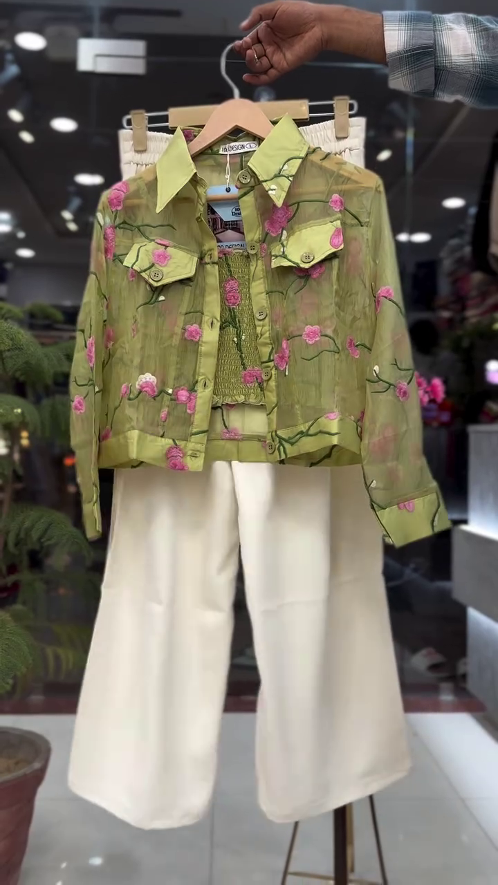 Smocked Inner Tube Top & Cream High-Waist Wide-Leg Culotte Pants Co-Ord Set