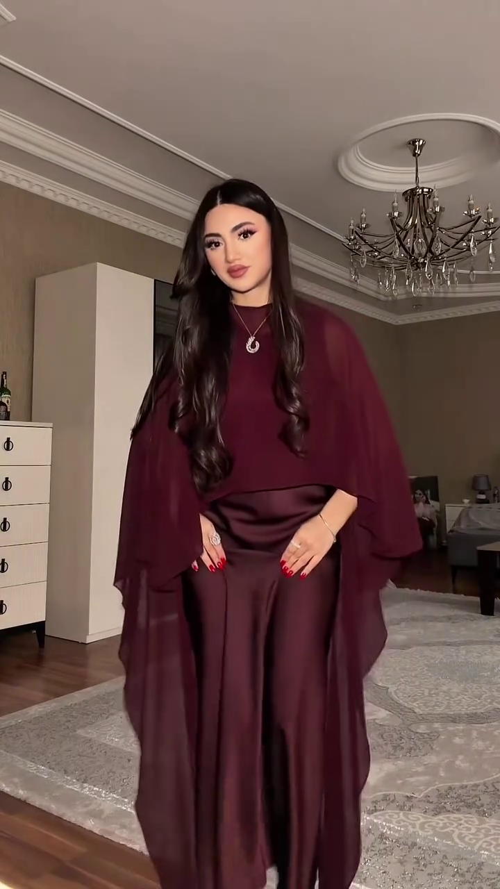 🍷 Maroon Sheer Cape Overlay Pant Suit – Dramatic Elegance! 🍷