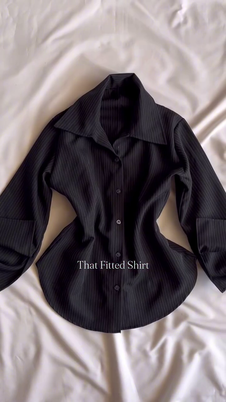 ✨ Midnight Luxe Pinstripe Power Shirt – Classic Elegance with a Modern Edge ✨