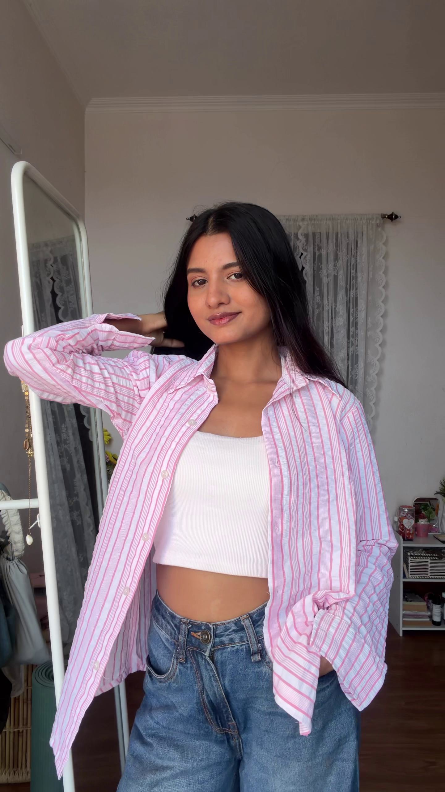 💖 Candy Stripe Oversized Shirt – Soft, Stylish & Everyday Chic ✨🌸