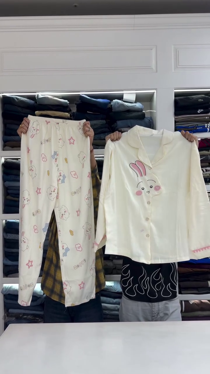 Cute Panda Dream Nightwear Co-Ord Set – Soft Comfort Button-Up Shirt & Printed Pyjama Set 🐼💤✨