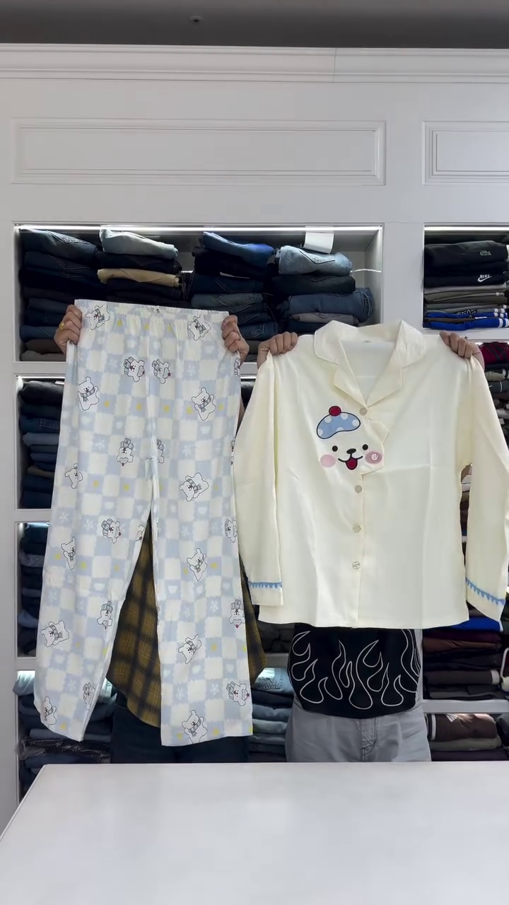 Cute Panda Dream Nightwear Co-Ord Set – Soft Comfort Button-Up Shirt & Printed Pyjama Set 🐼💤✨
