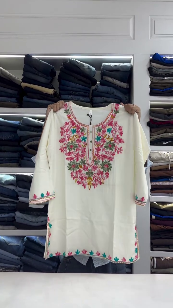 Blooming Elegance Embroidered Kurti – Floral Grace Ethnic Top 🌸✨