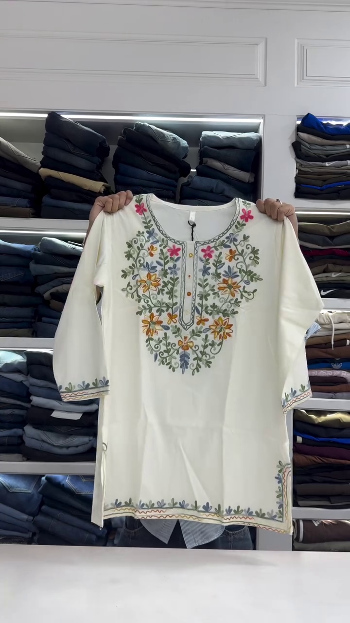 Blooming Elegance Embroidered Kurti – Floral Grace Ethnic Top 🌸✨