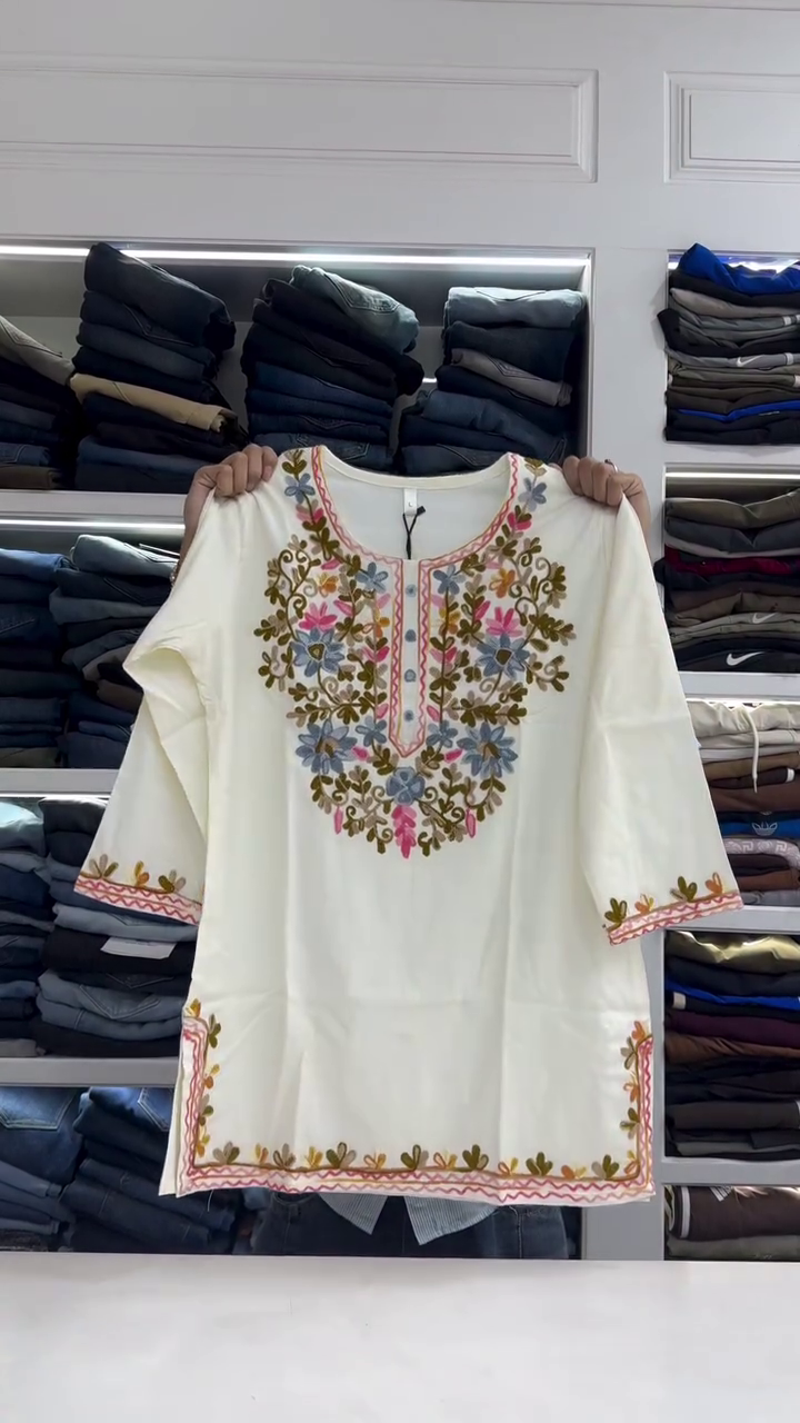 Blooming Elegance Embroidered Kurti – Floral Grace Ethnic Top 🌸✨