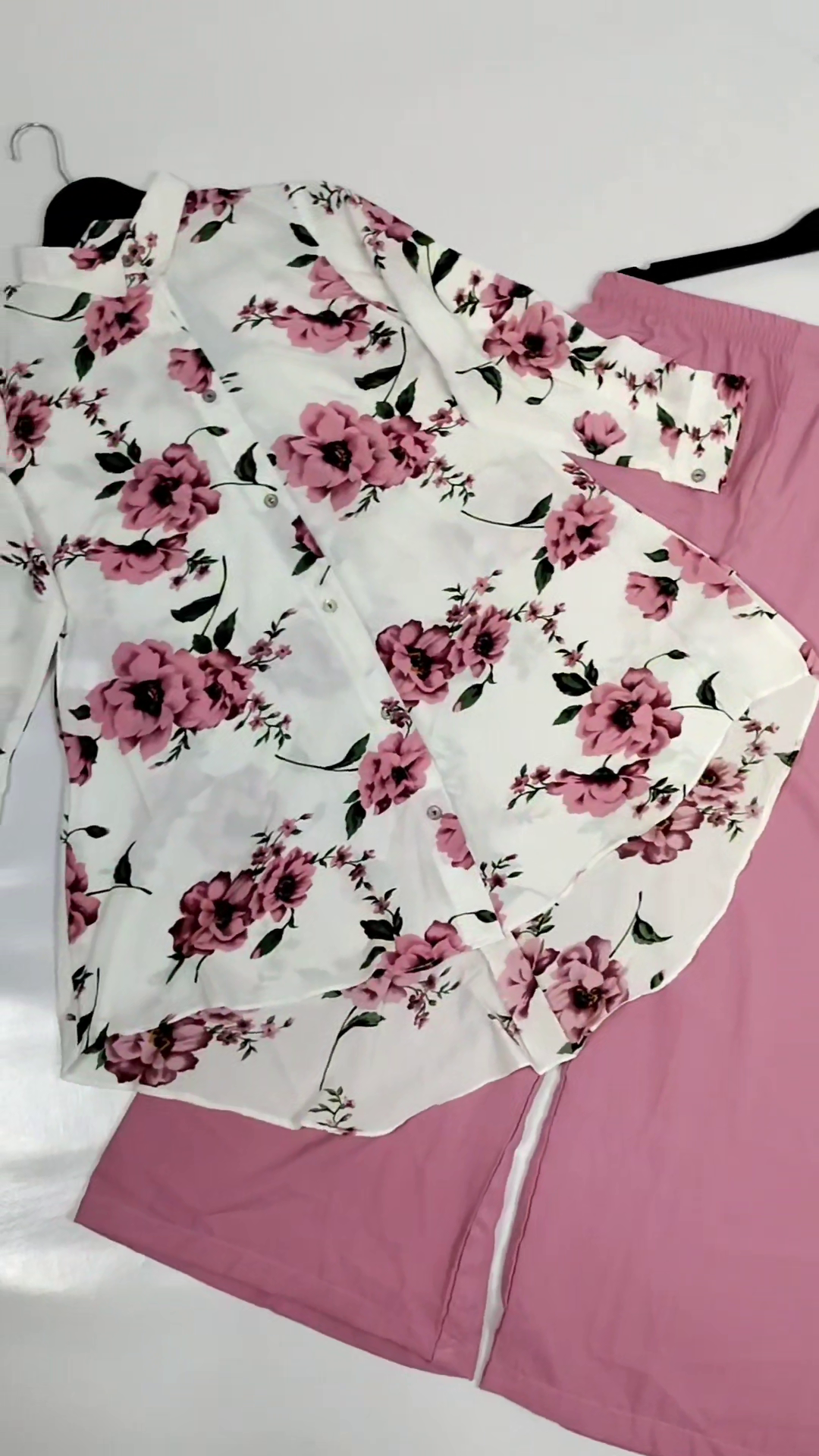 Blush Bloom Floral Co-Ord Set – Elegant Printed Shirt with Straight Pants 🌸💖✨