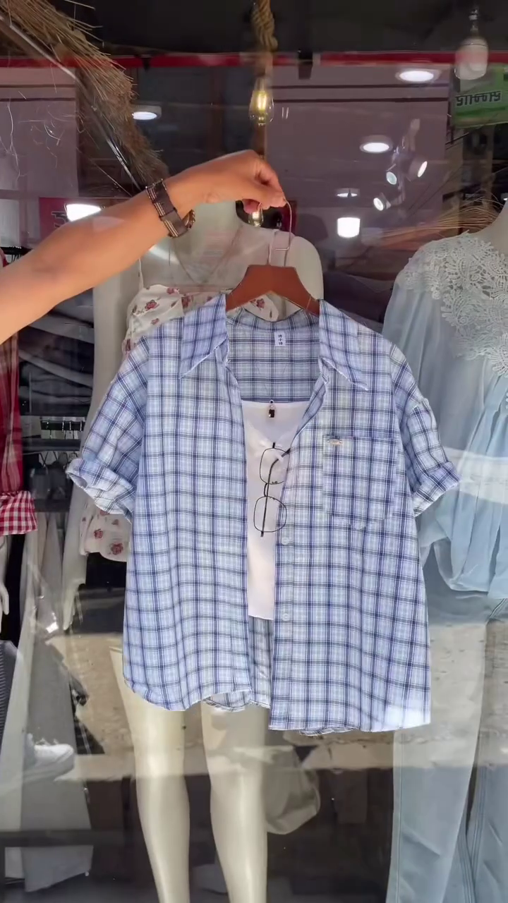 Pastel Picnic Layered Shirt Set – Pink Check Shirt with Inner Tee 🌸🤍✨