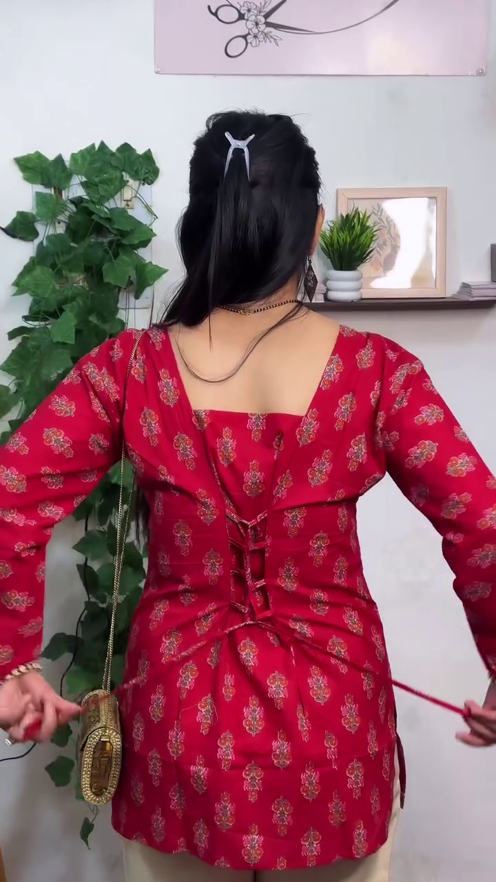 Rust Charm Ethnic Co-Ord Set – Printed Kurti with Elegant Straight Palazzo Pants 🤎✨