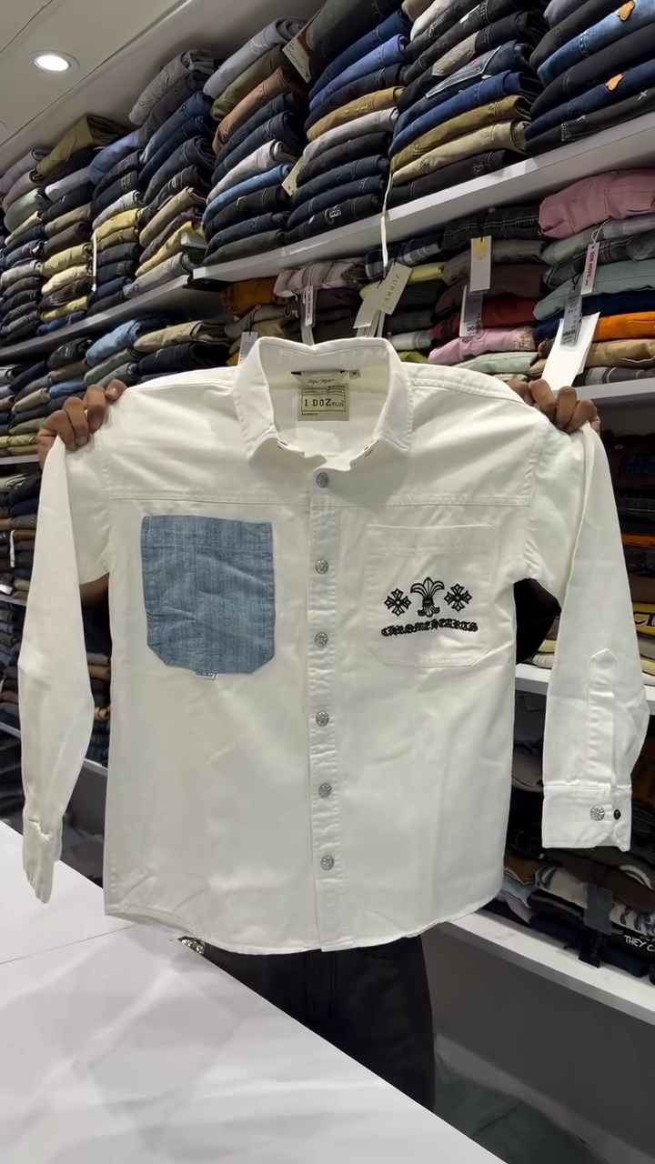 Urban Patch Luxe Shirt – White Statement Pocket Casual Shirt 🤍✨