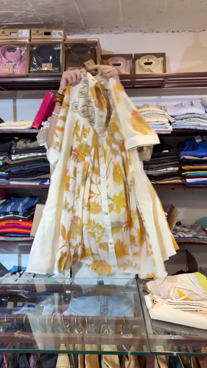 Sunflower Breeze Embroidered Kurti – Floral Flow Button-Down Ethnic Top 🌼✨