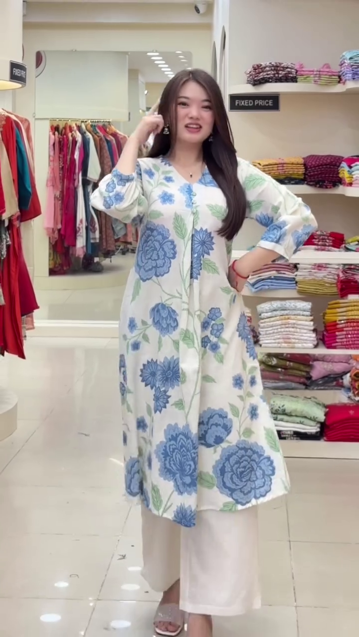 Blue Blossom Breeze Kurta Set – Fresh Floral Elegance 🌸💙✨